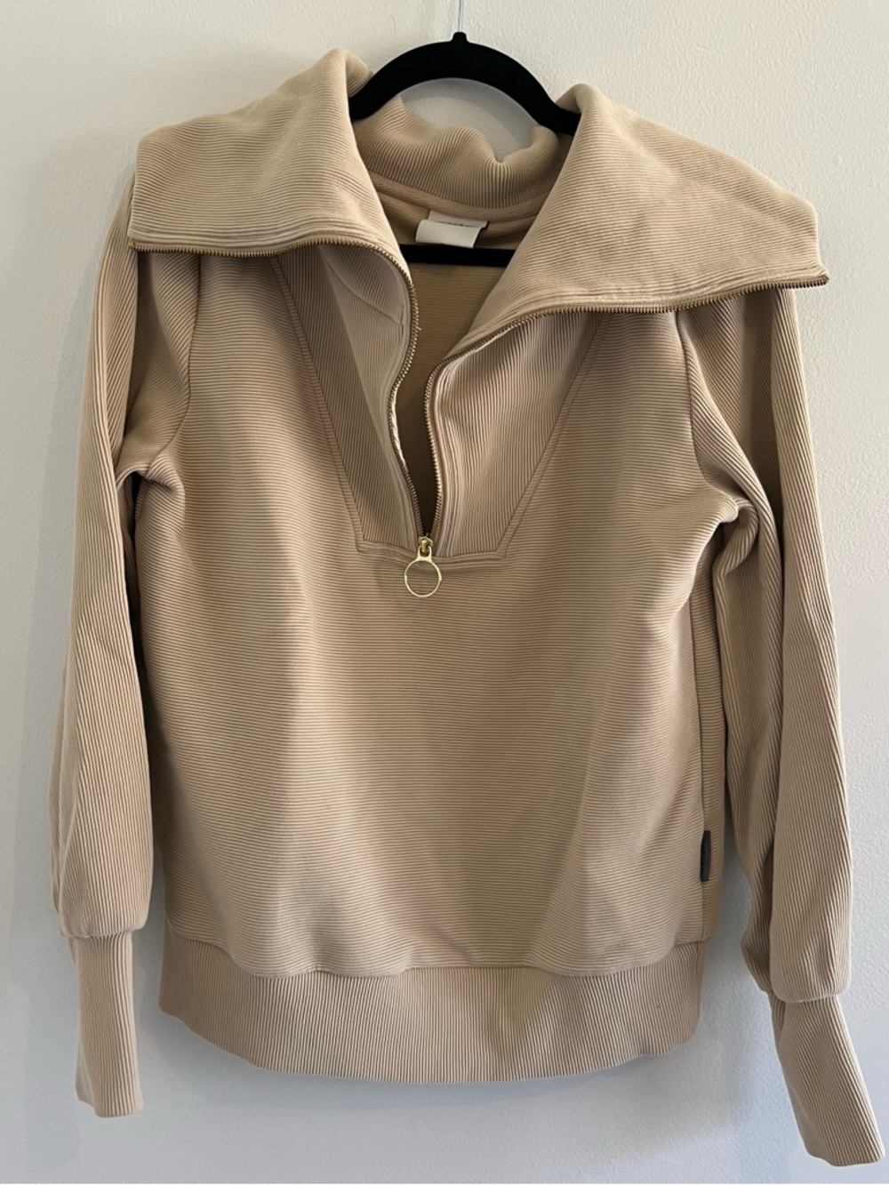 Varley Beige Ribbed Zip Jacket - Picture 8 of 8